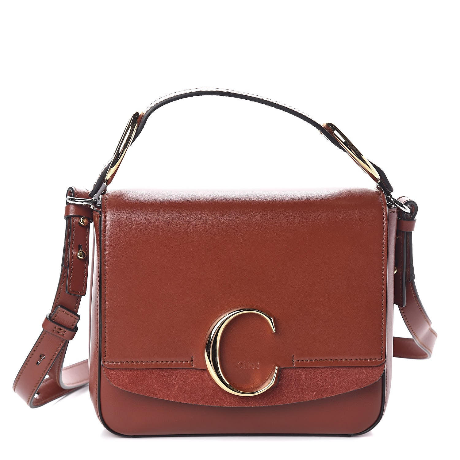 Chloe Calfskin Small C Double Carry Sepia Brown 1 of 9