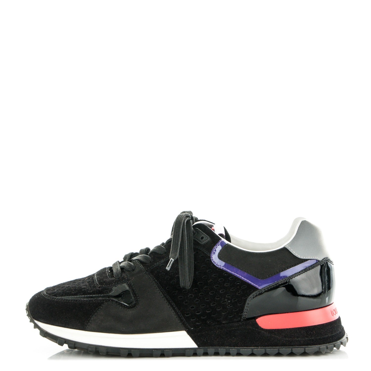 Louis Vuitton Nubuck Calfskin Perforated Run Away Sneakers 38 Black 1 of 8
