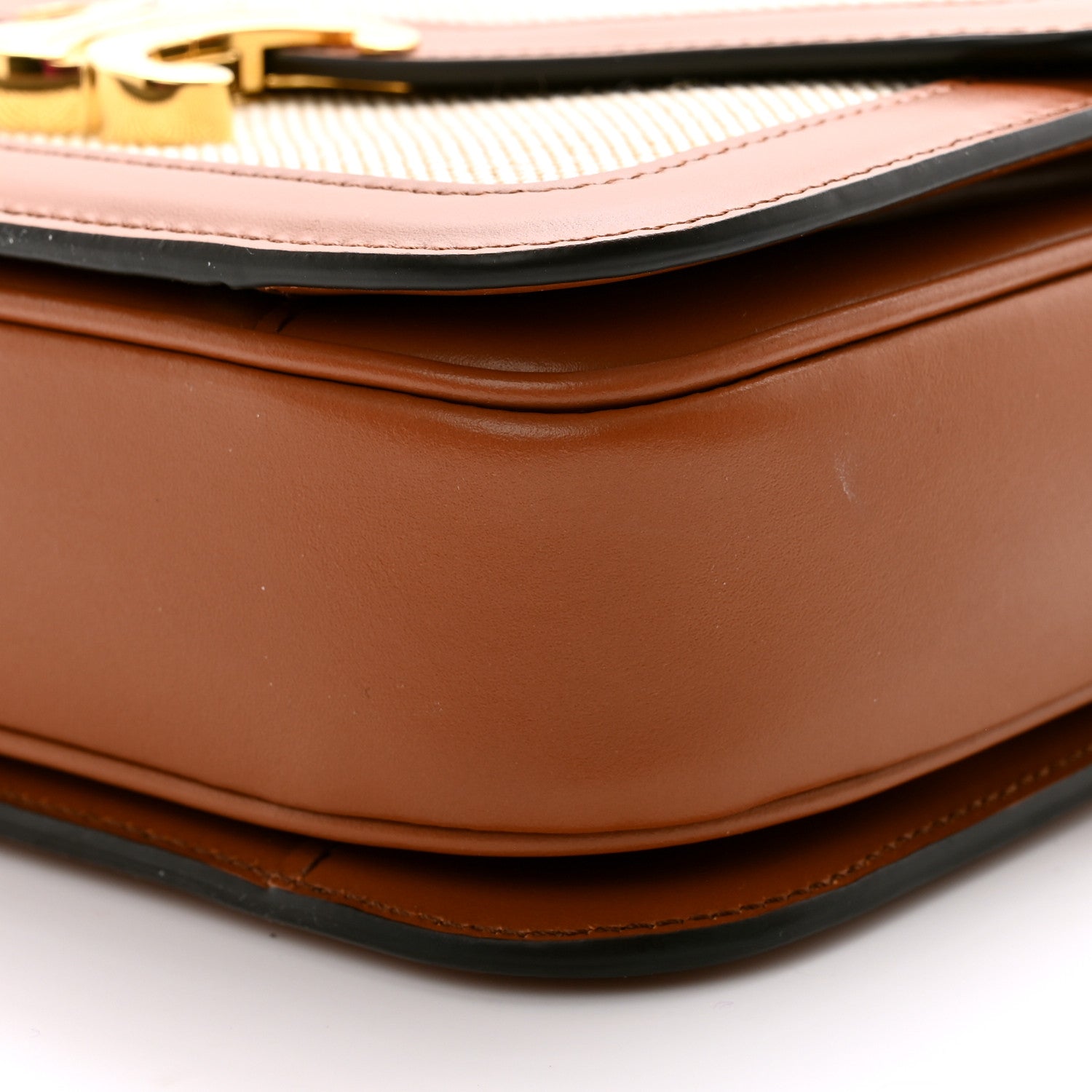 Celine Textile Calfskin Classique Triomphe Bag Natural Tan 12 of 14
