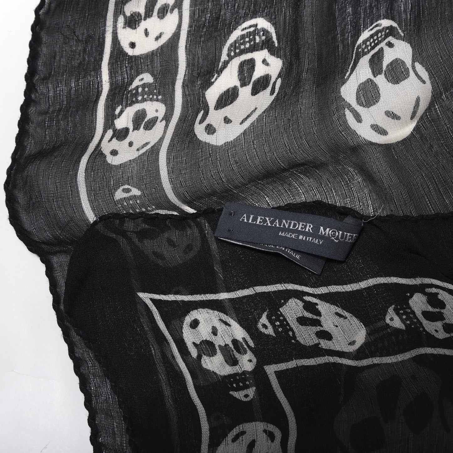 Modal Silk Skull Scarf Black White