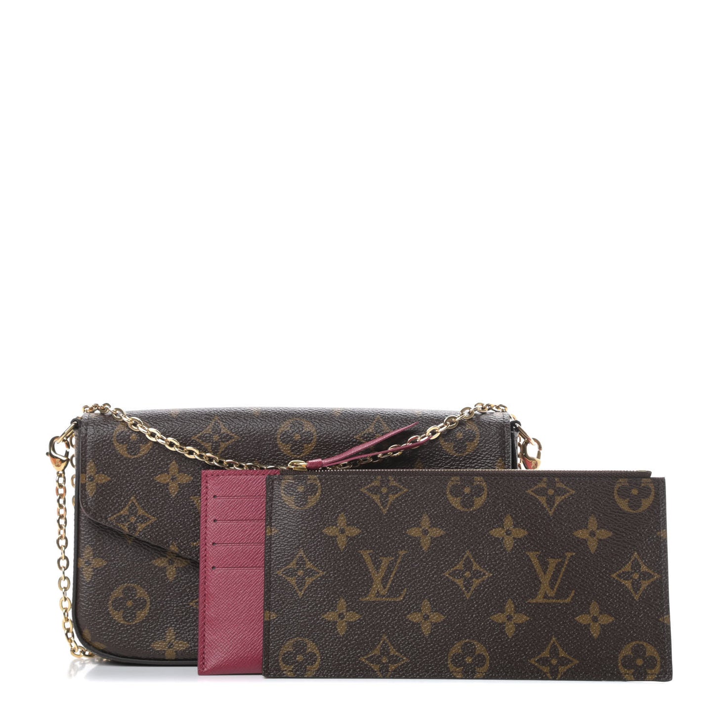 Monogram Pochette Felicie Chain Wallet Fuchsia