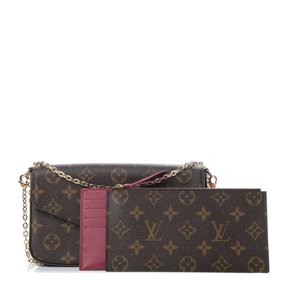 Louis Vuitton Monogram Pochette Felicie Chain Wallet Fuchsia 1 of 15