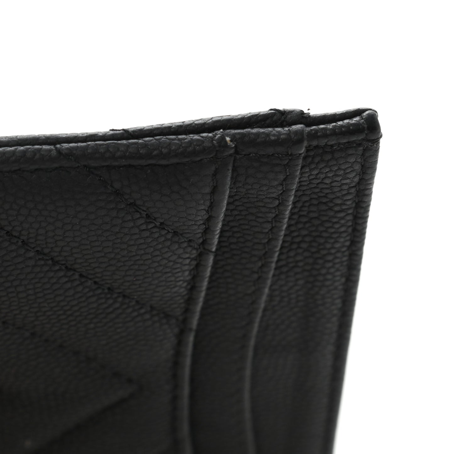 Caviar Chevron Quilted Card Holder Black