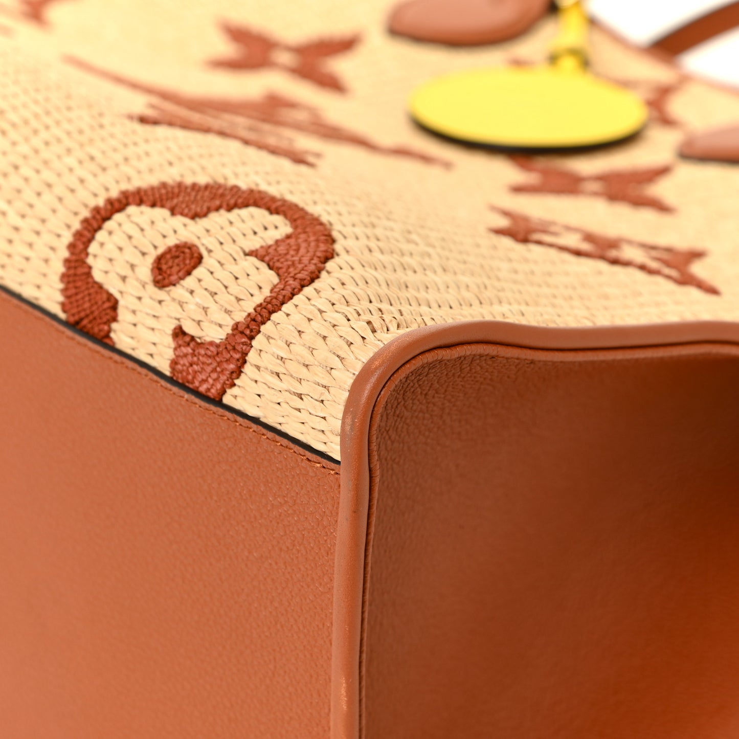 Raffia Calfskin Monogram Giant Onthego GM Tan