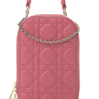 Christian Dior Lambskin Cannage Lady Dior Phone Holder Strawberry Pink 8 of 11