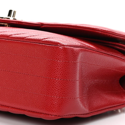 Chanel Caviar Chevron Quilted Small Double Flap Red 9 of 10