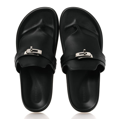 Hermes Calfskin Womens Empire Sandals 39 Black 2 of 14
