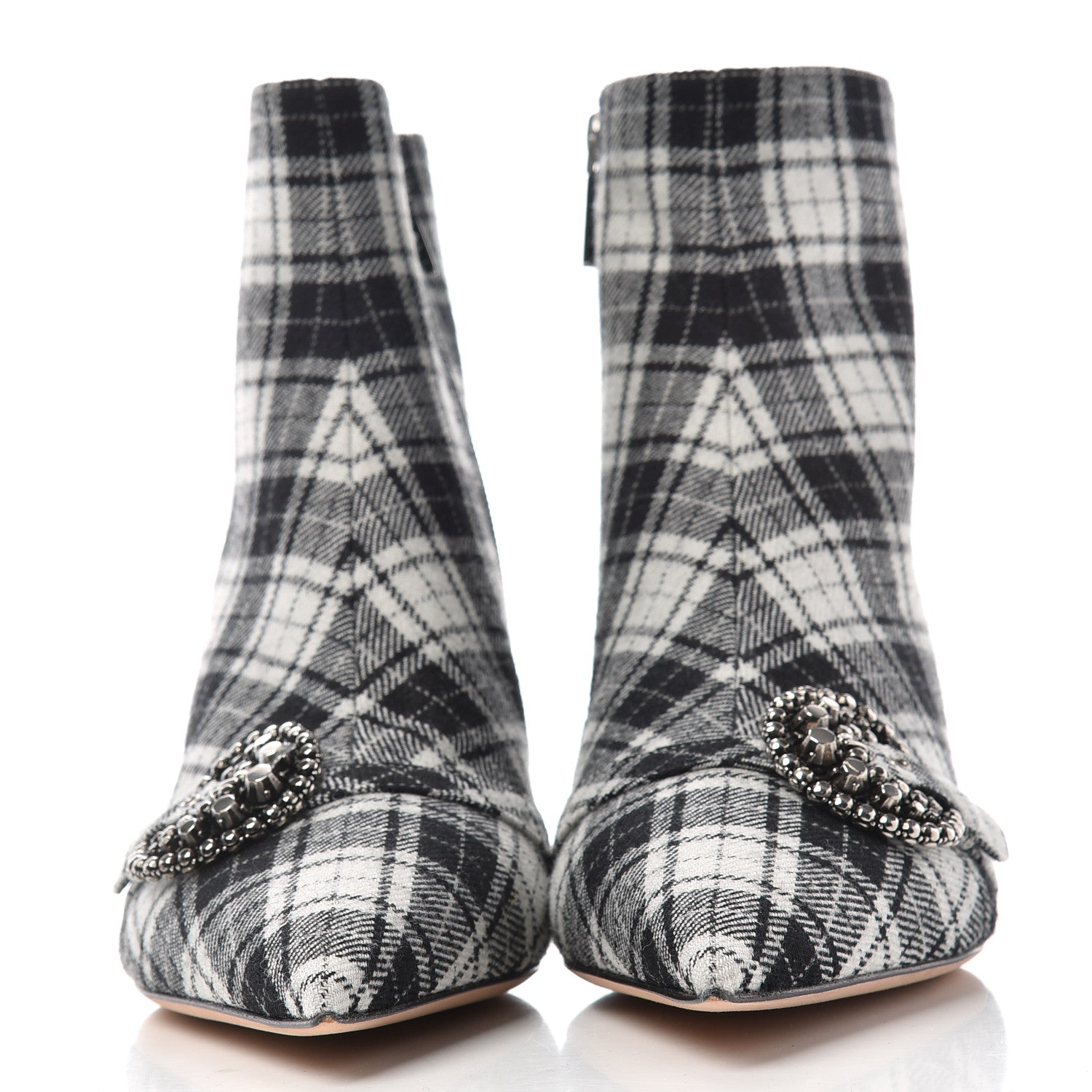 Christian Dior Canvas Tartan Gang Ankle Boots 40 Black 2 of 11