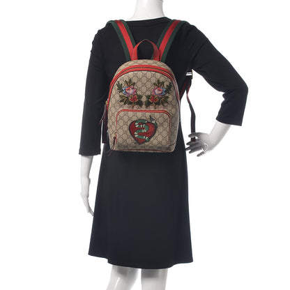 Gucci GG Supreme Monogram Web Kingsnake Heart Embroidered Small Day Backpack Red 2 of 10