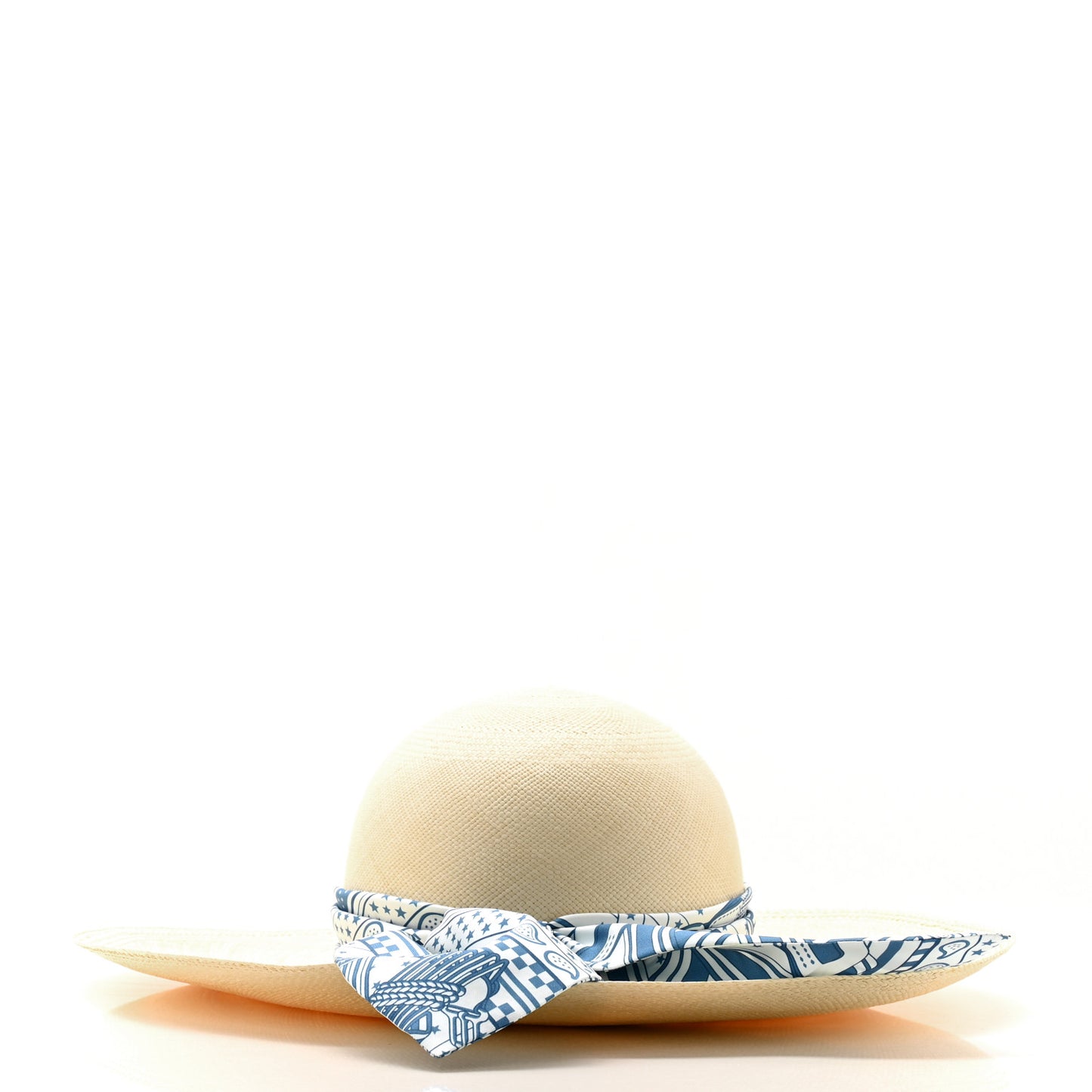 Straw Ingrid Zigzag Panama Hat 56 Naturel Bleu Jean