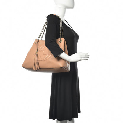 Gucci Pebbled Calfskin Medium Soho Chain Shoulder Bag Rose Beige 2 of 17