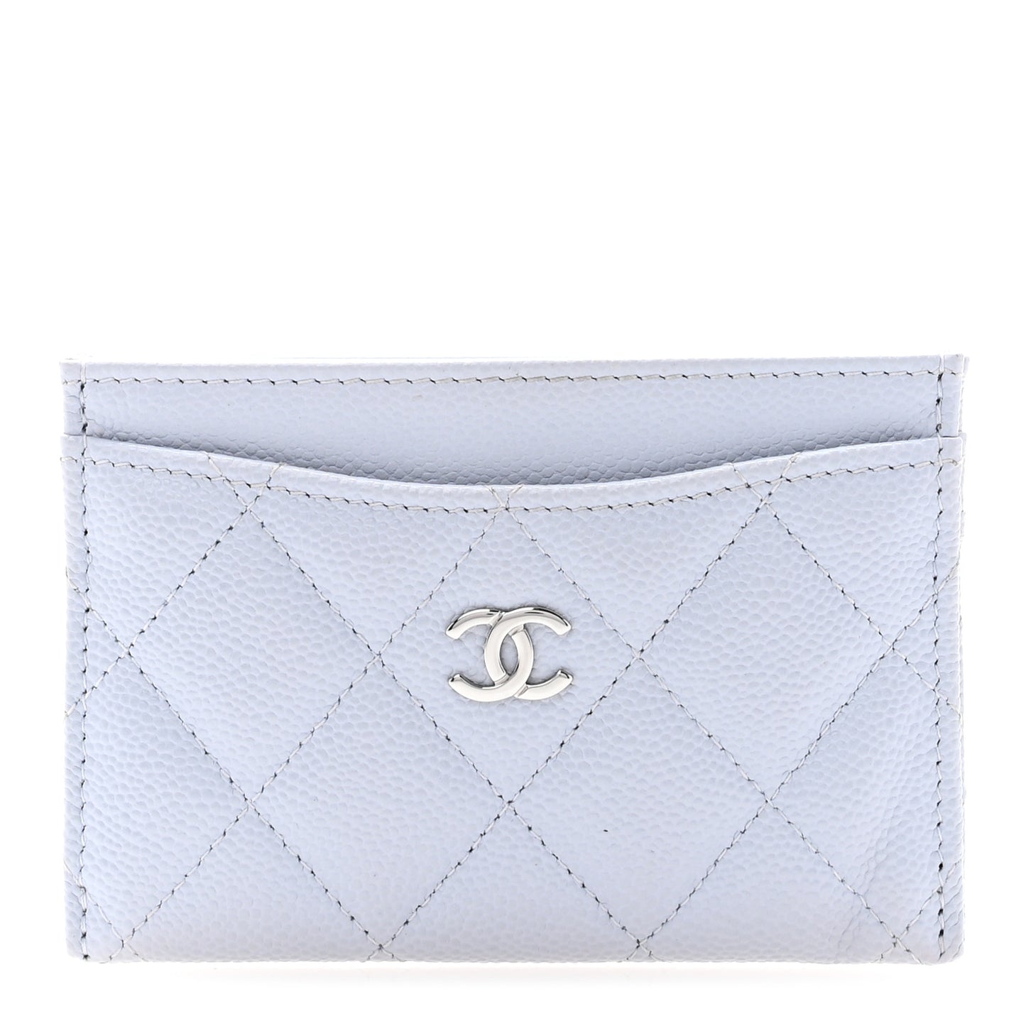 Caviar Quilted Card Holder Light Grey