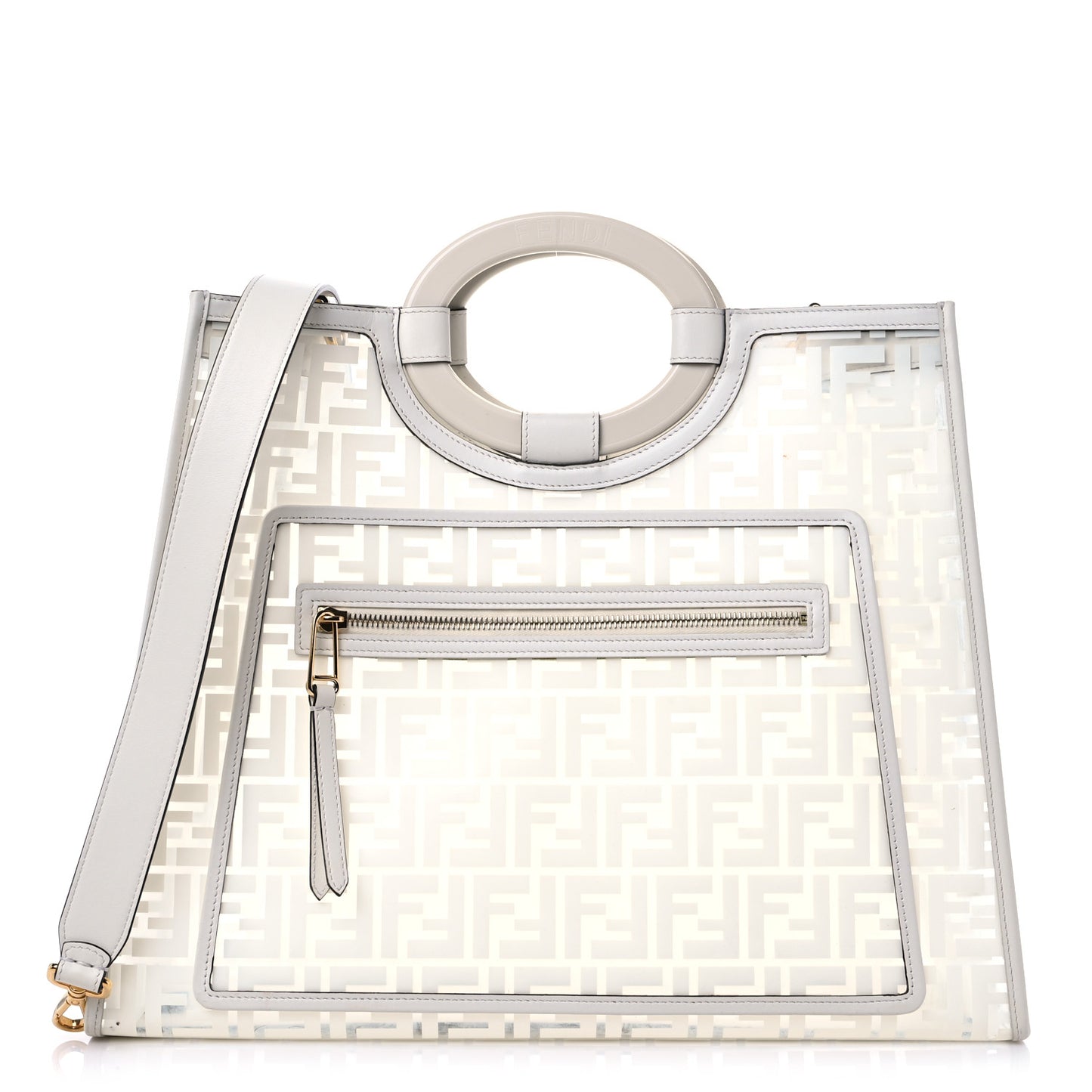 TPU FF Vitello Century Plexiglass Medium Runaway Shopper Tote White