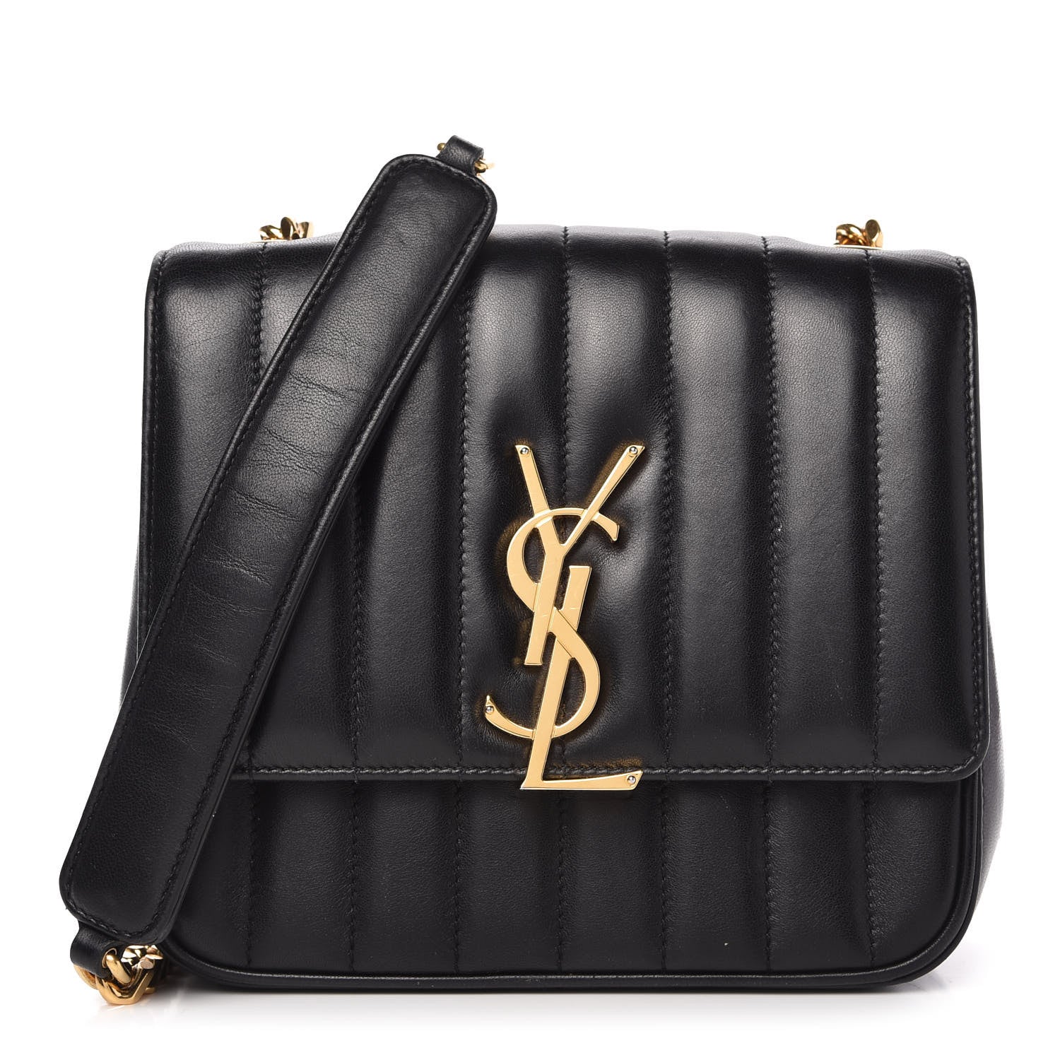 Saint Laurent Lambskin Matelasse Monogram Medium Vicky Chain Bag Black 1 of 10