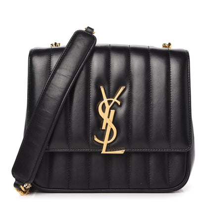 Saint Laurent Lambskin Matelasse Monogram Medium Vicky Chain Bag Black 1 of 10