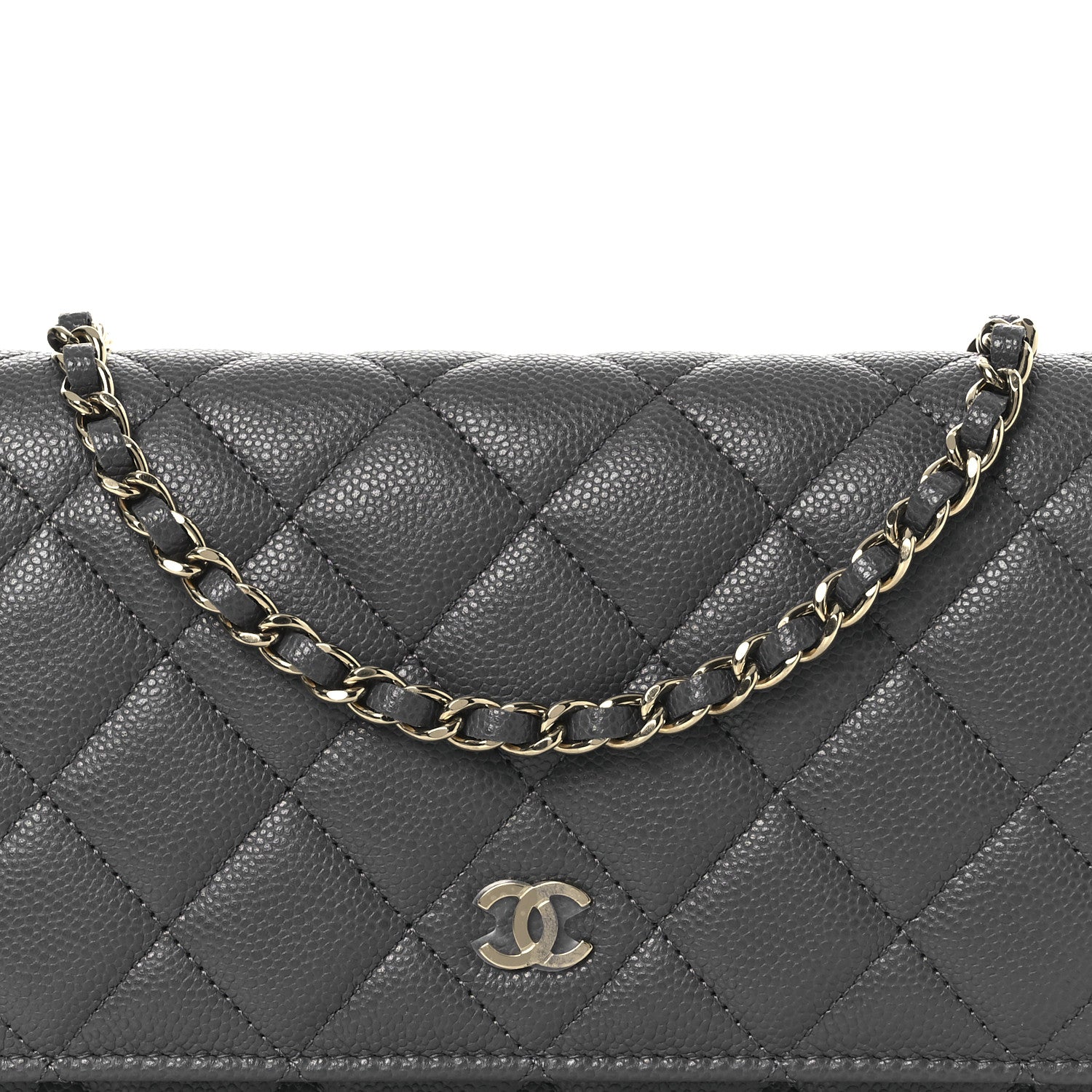 Chanel Caviar Quilted Wallet on Chain WOC Grey 9 of 14