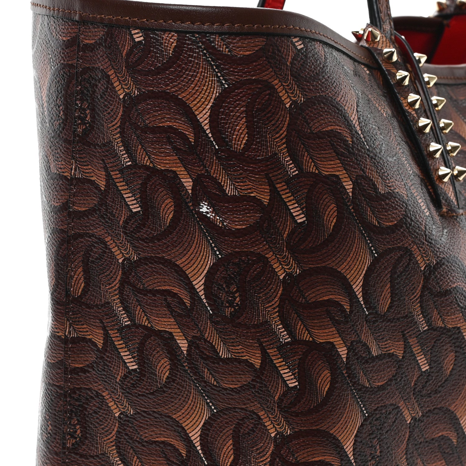 Christian Louboutin Toile Monogram Calfskin Printed Spikes East West Cabata Tote Bizon 12 of 13