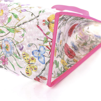 Gucci Calfskin Textured Vinyl Print Flora Tote Fluorescent Fuchsia 9 of 9