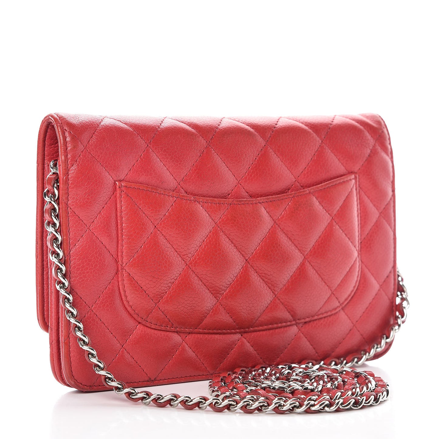 Caviar Quilted Wallet on Chain WOC Red