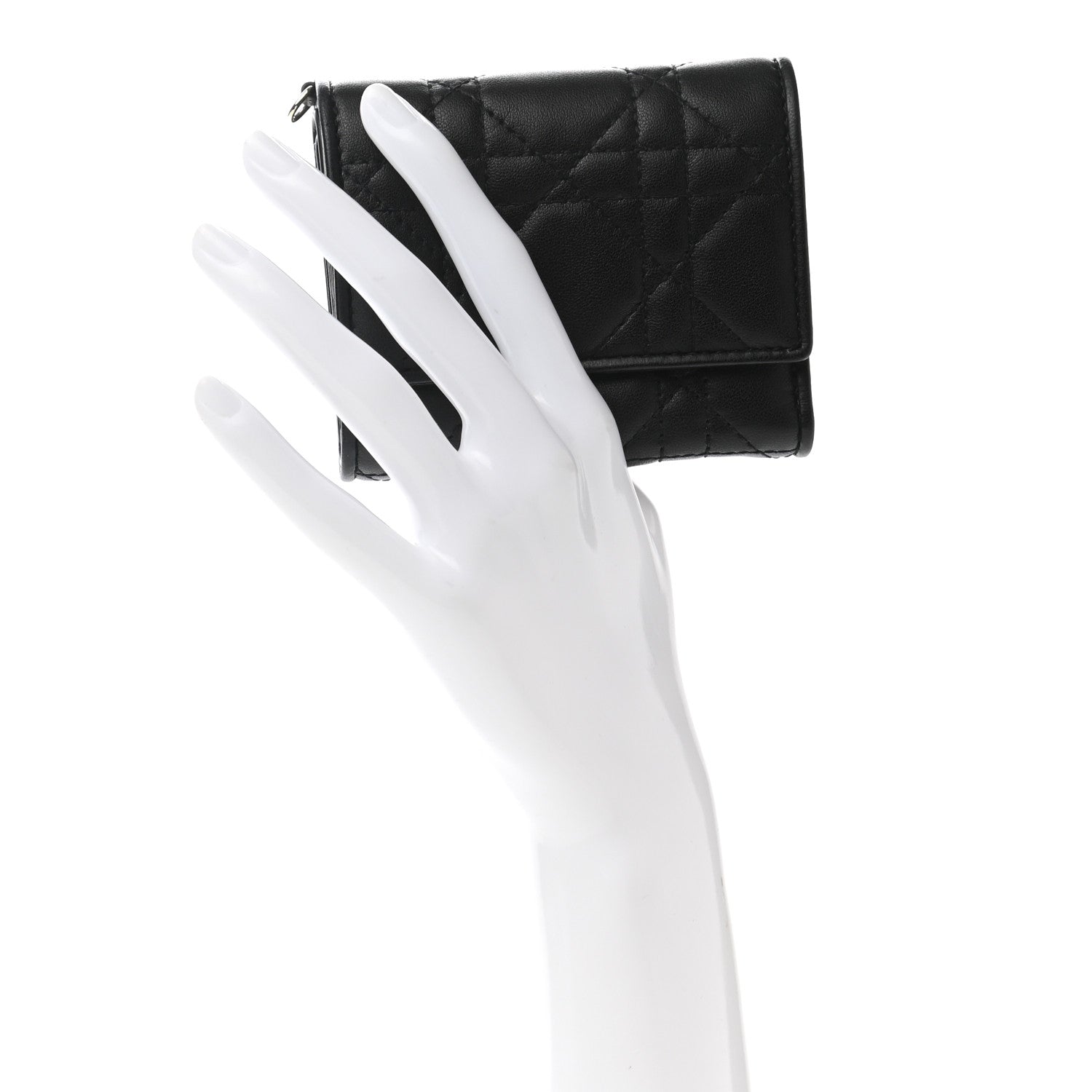 Christian Dior Lambskin Cannage Lady Dior Lotus Wallet Black 2 of 8