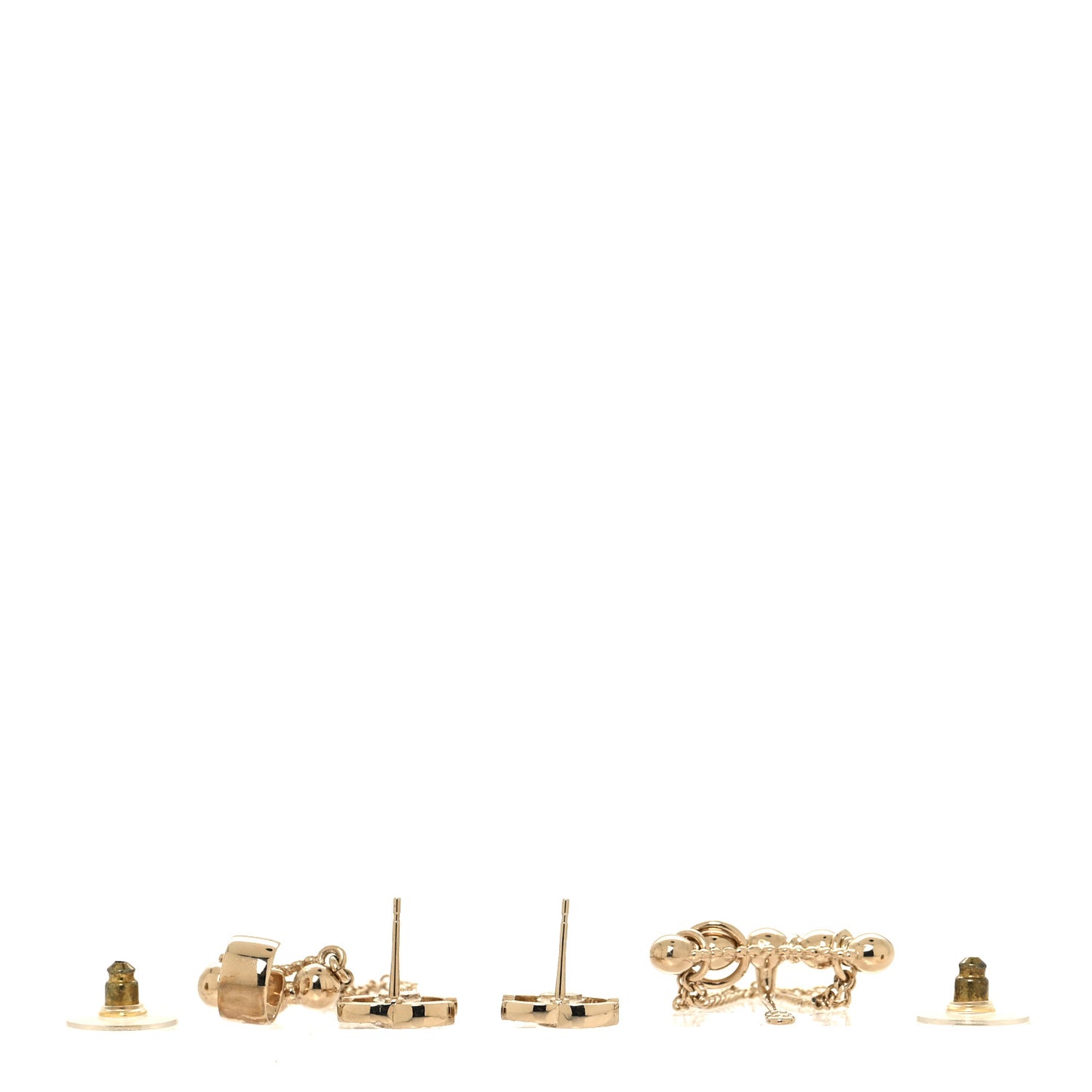 Metal Crystal CC Chain Cuff Earrings Gold