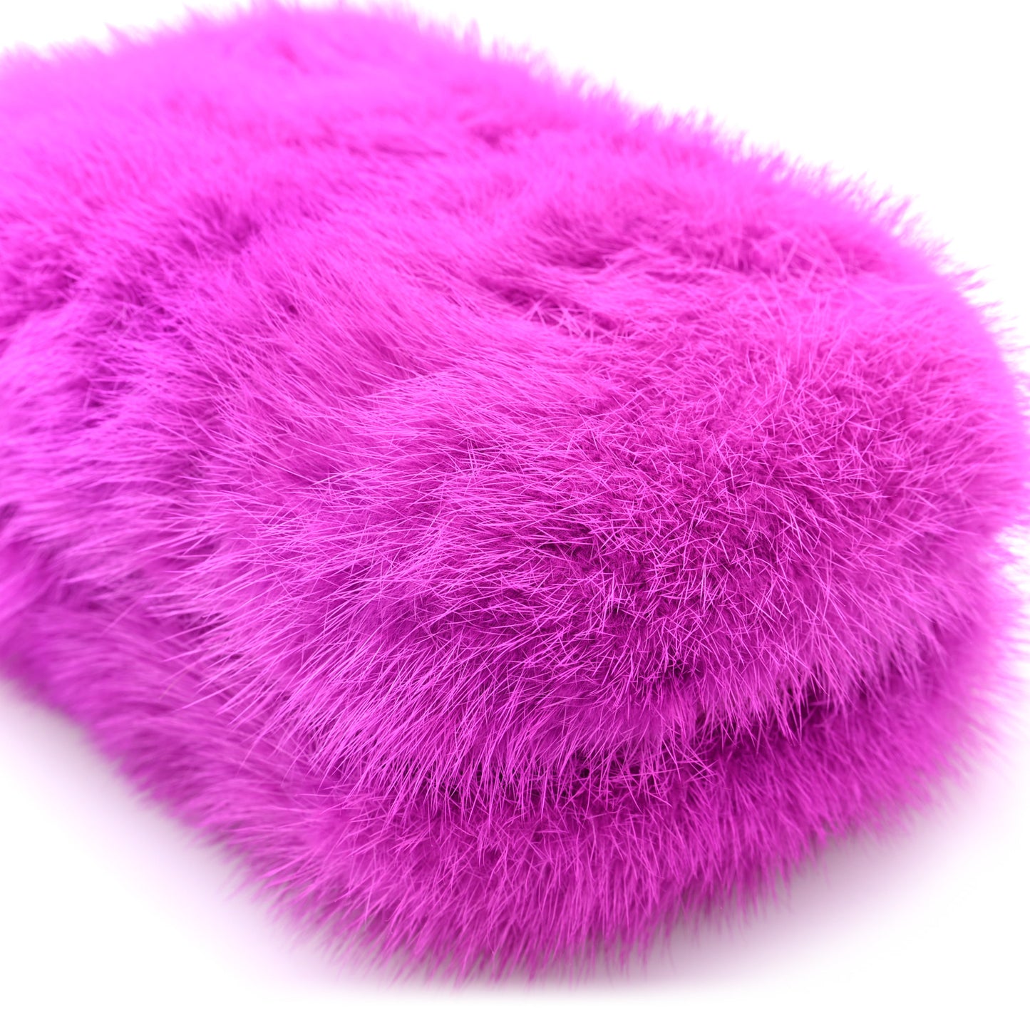 Mink Fur Britannia Skull Box Clutch Fuchsia