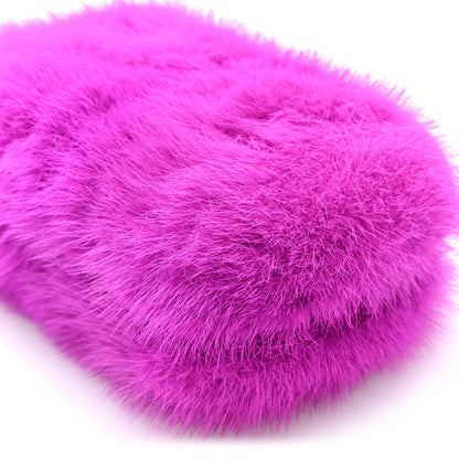 Alexander McQueen Mink Fur Britannia Skull Box Clutch Fuchsia 9 of 9