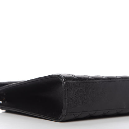 Saint Laurent Grain De Poudre Textured Mixed Matelasse Large Triquilt Monogram Monochrome Satchel Black 6 of 11