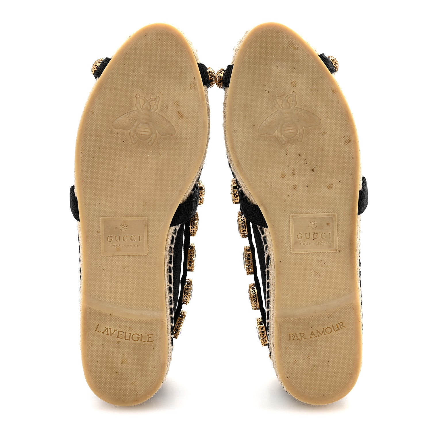 Gucci Canvas Crystal Embellished Espadrilles 39 Black 6 of 11