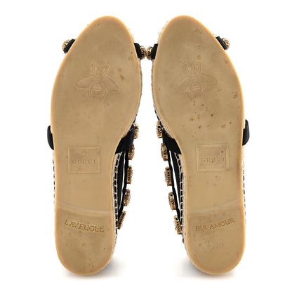 Gucci Canvas Crystal Embellished Espadrilles 39 Black 6 of 11