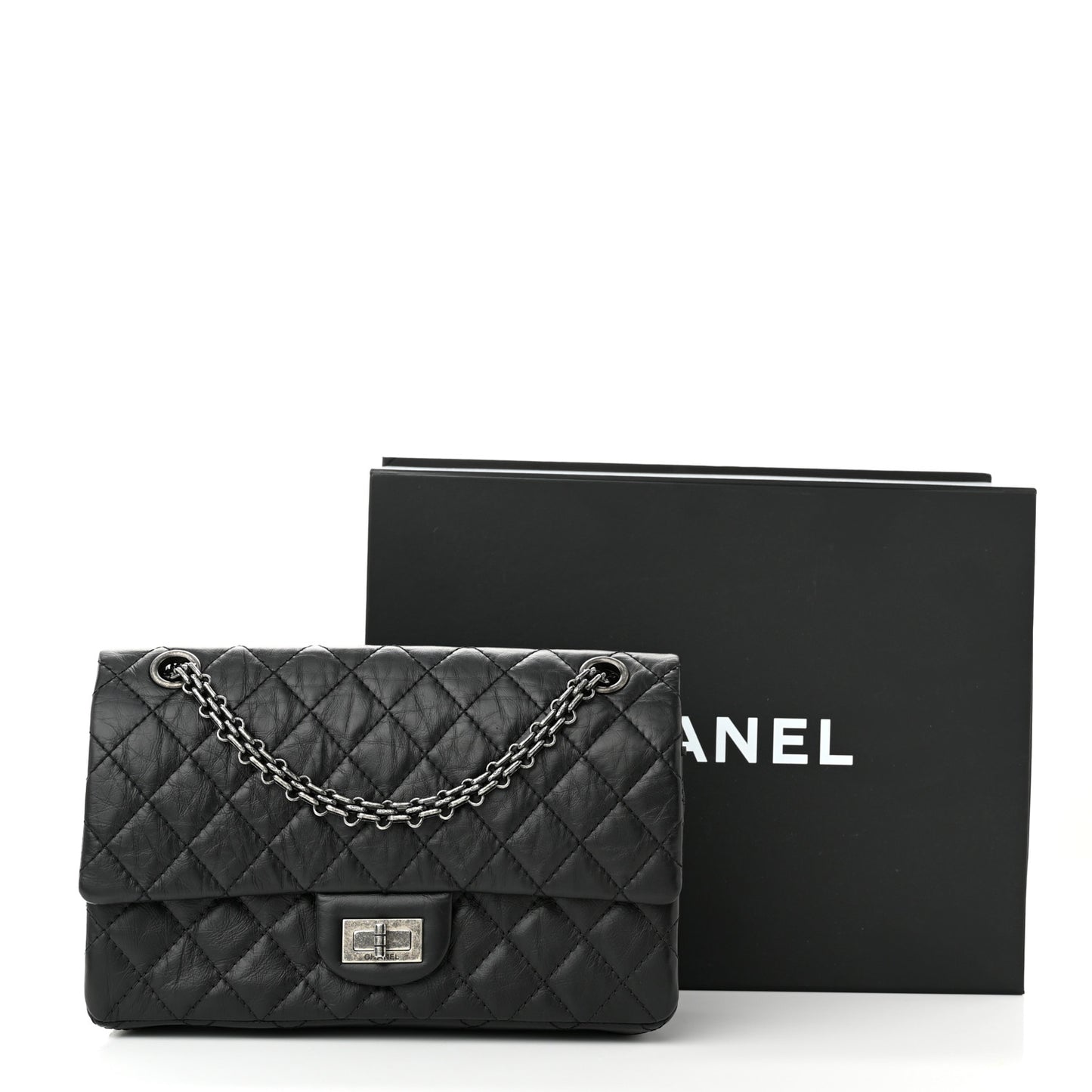 Aged Calfskin Quilted 2.55 Reissue 225 Flap Black