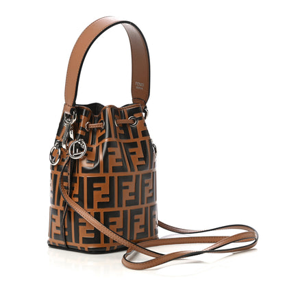 Fendi Vitello Liberty F is Fendi FF Embossed Mini Mon Tresor Bucket Bag Tobacco Black 2 of 9