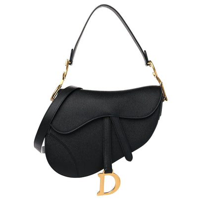Christian Dior Grained Calfskin Mini Saddle Bag With Strap Black 1 of 9