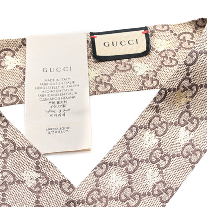 Gucci Silk Twill GG Monogram GG Bee Neck Bow Scarf Black Red 3 of 3