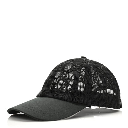 Gucci Mesh GG Monogram Shivali Baseball Hat S Black 1 of 8