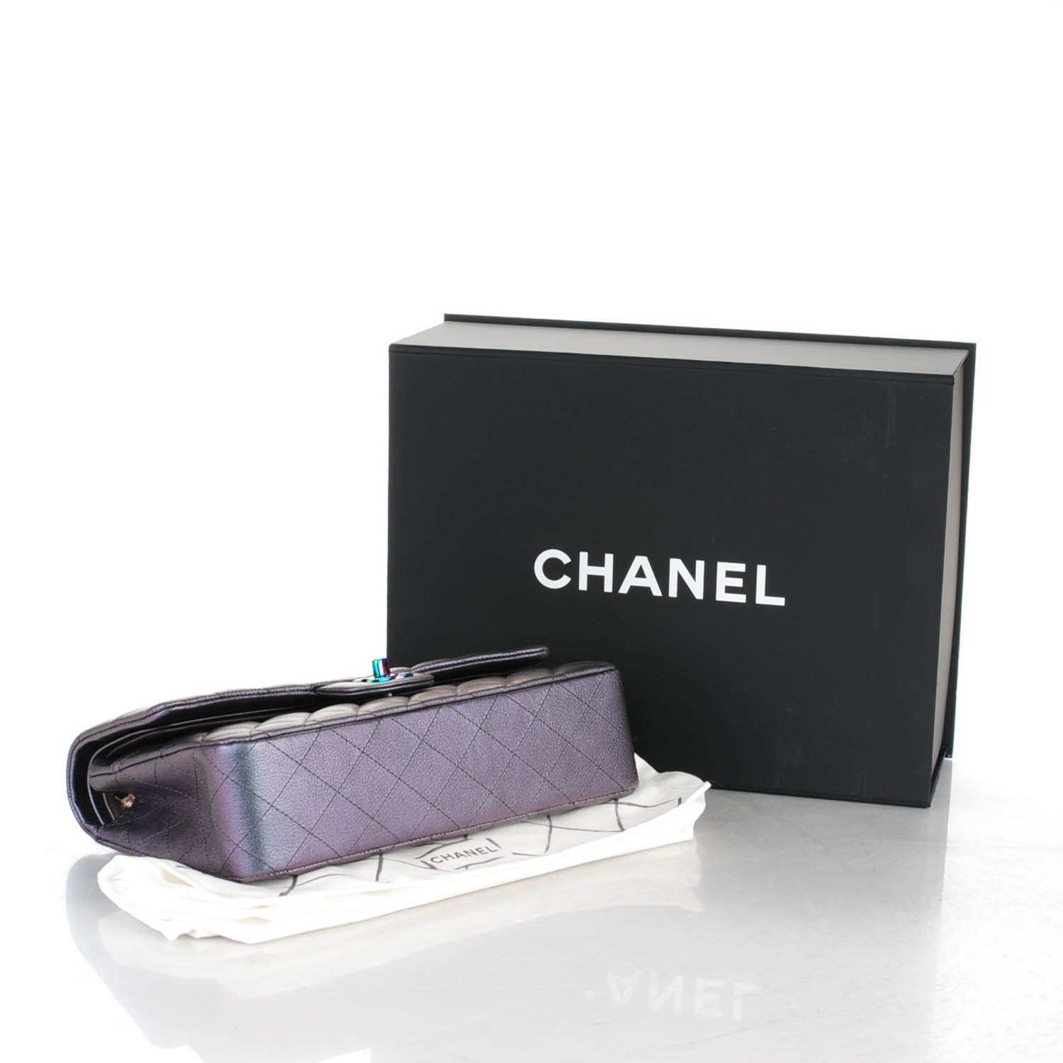 Chanel Iridescent Goatskin Quilted Medium Double Flap Purple 4 of 7