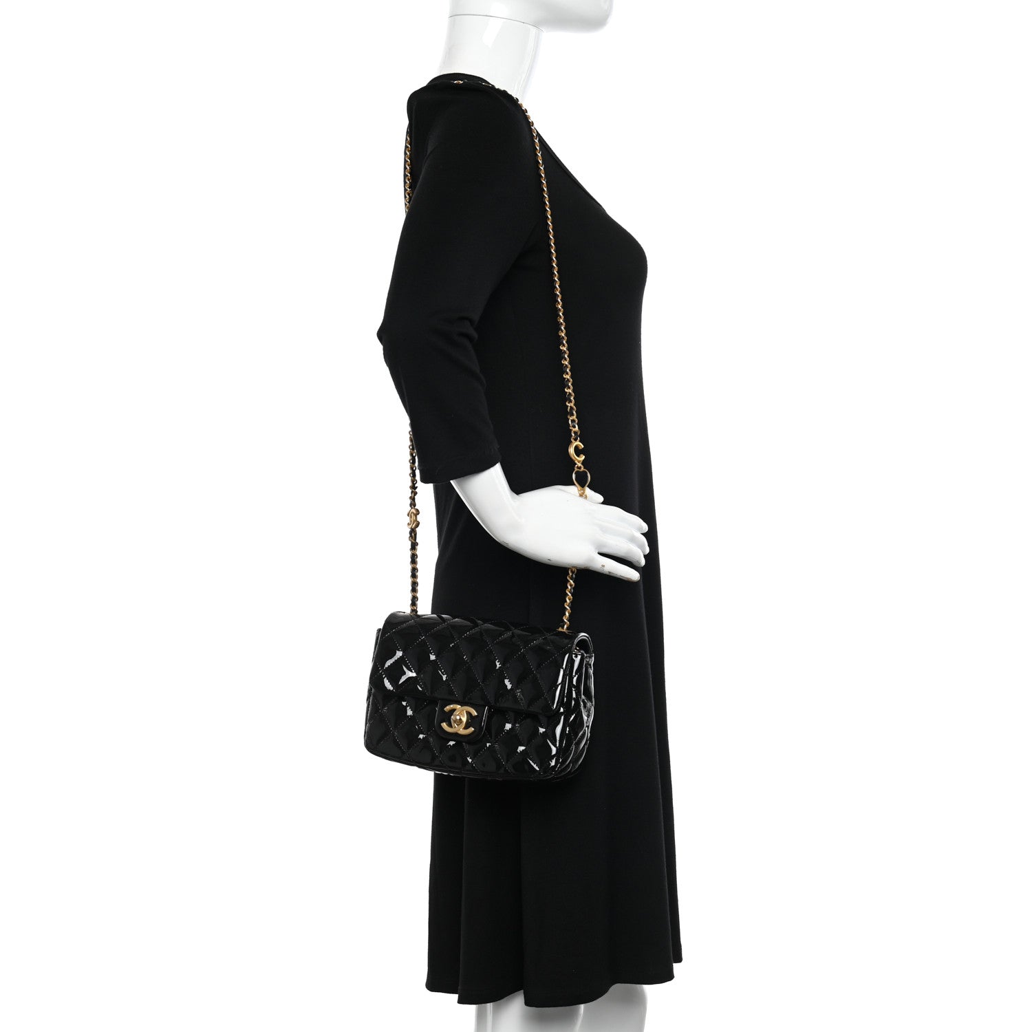 Chanel Patent Enamel Quilted Small Coco Hearts Square Flap Black 2 of 11