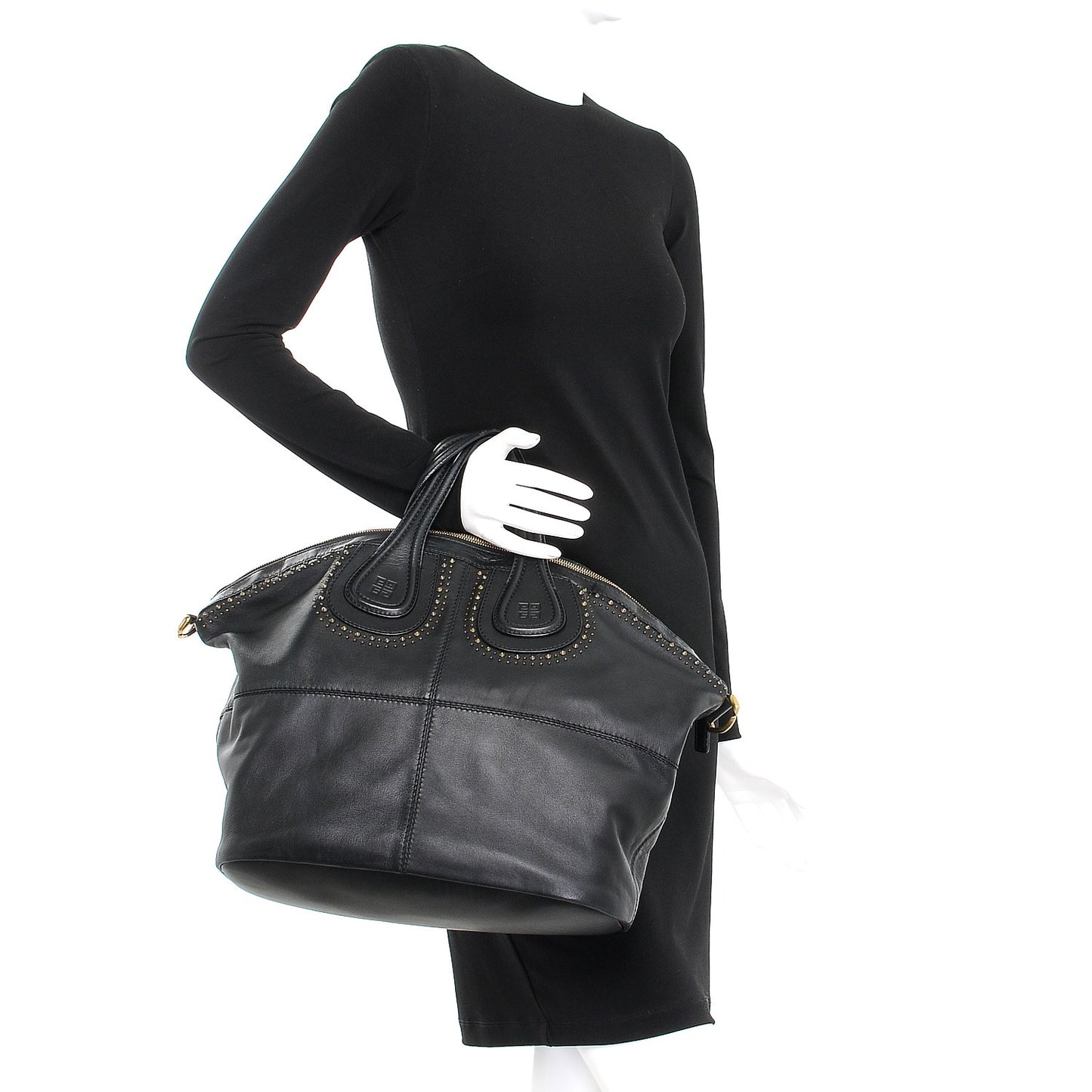 Lambskin Studded Medium Nightingale Black