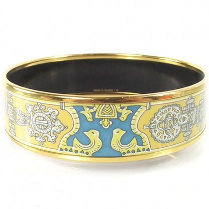 Hermes Enamel BRACELET Bangle Birds Yellow 1 of 7