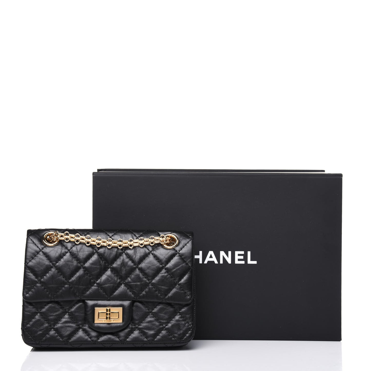 Aged Calfskin Quilted 2.55 Reissue Mini Flap Black