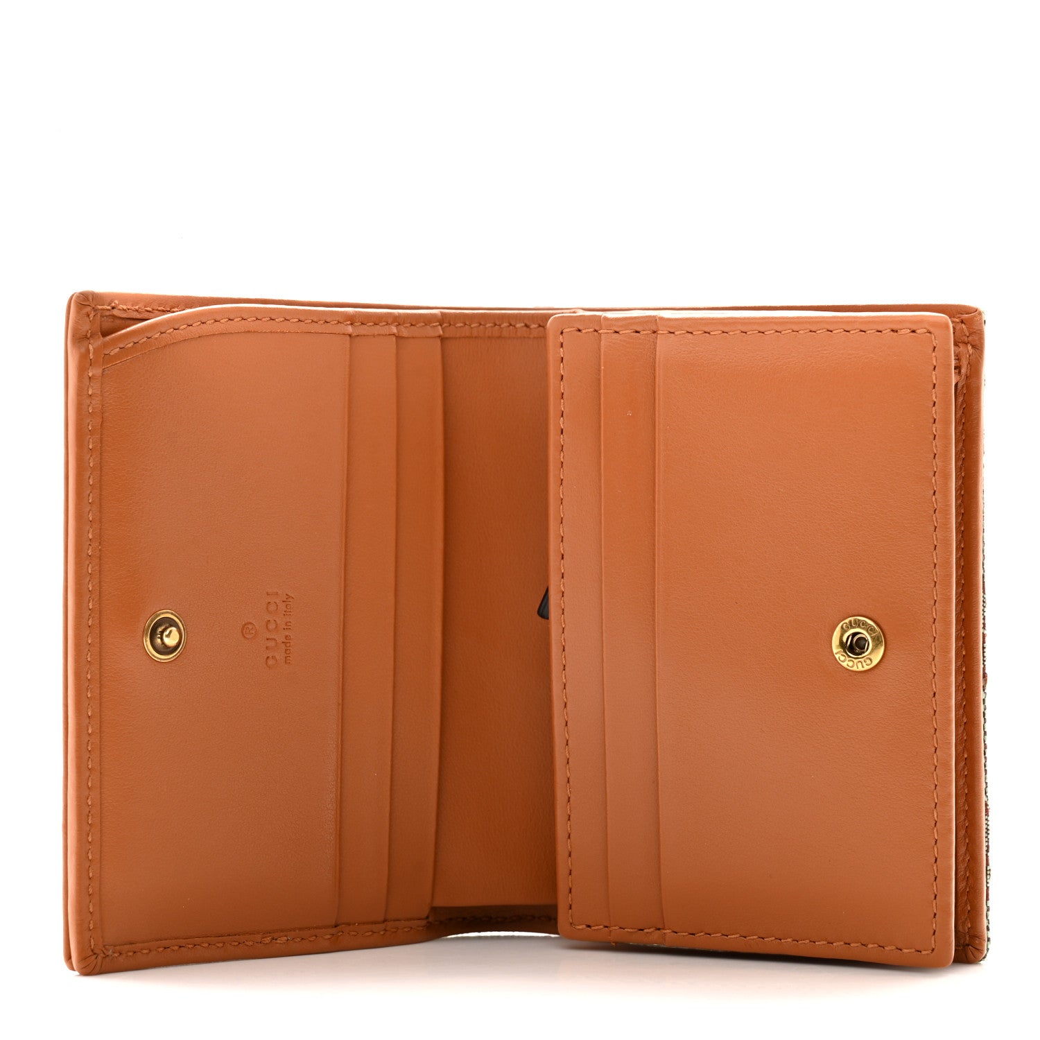 Gucci Moire Calfskin Monogram Bi-Fold Card Case Pale Blue Brown 5 of 11