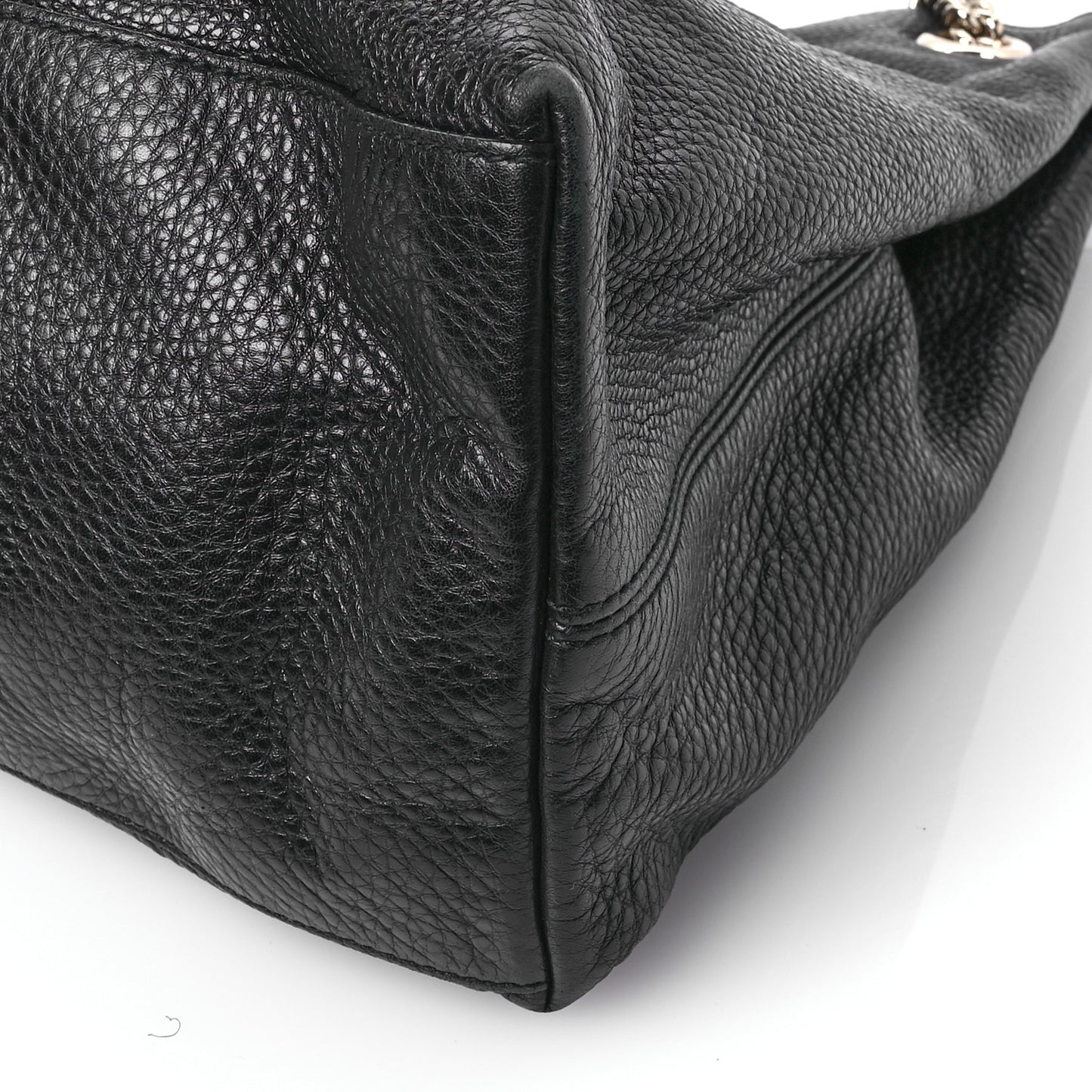 Pebbled Calfskin Large Soho Chain Shoulder Bag Black