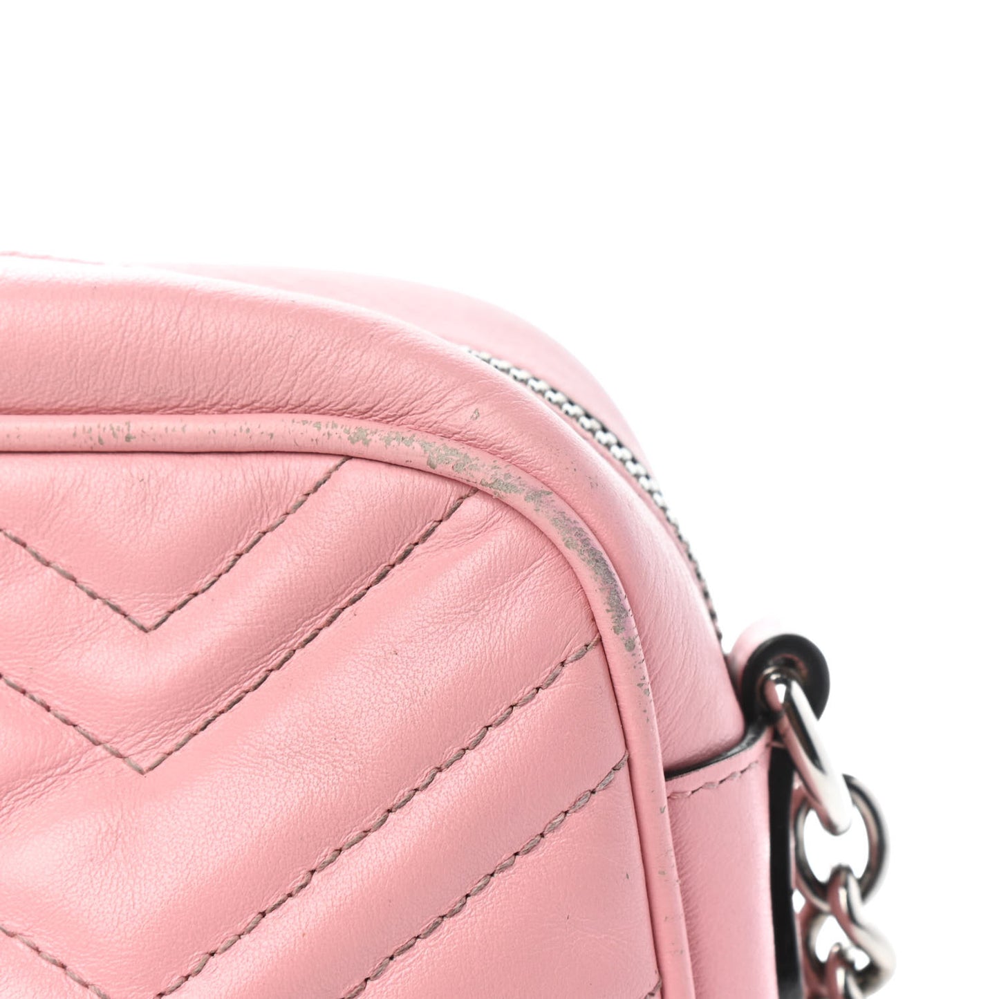 Calfskin Matelasse Small GG Marmont Chain Shoulder Bag Wild Rose