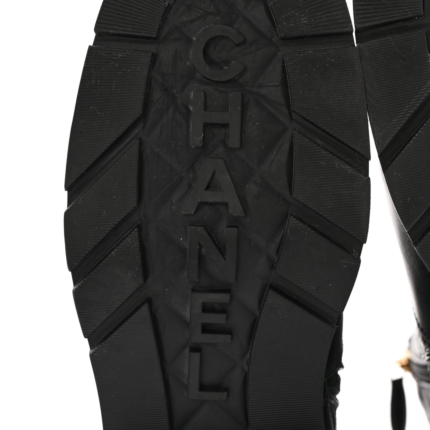 Shiny Calfskin Patent Quilted Chain Lace Up Combat Boots 39 Black