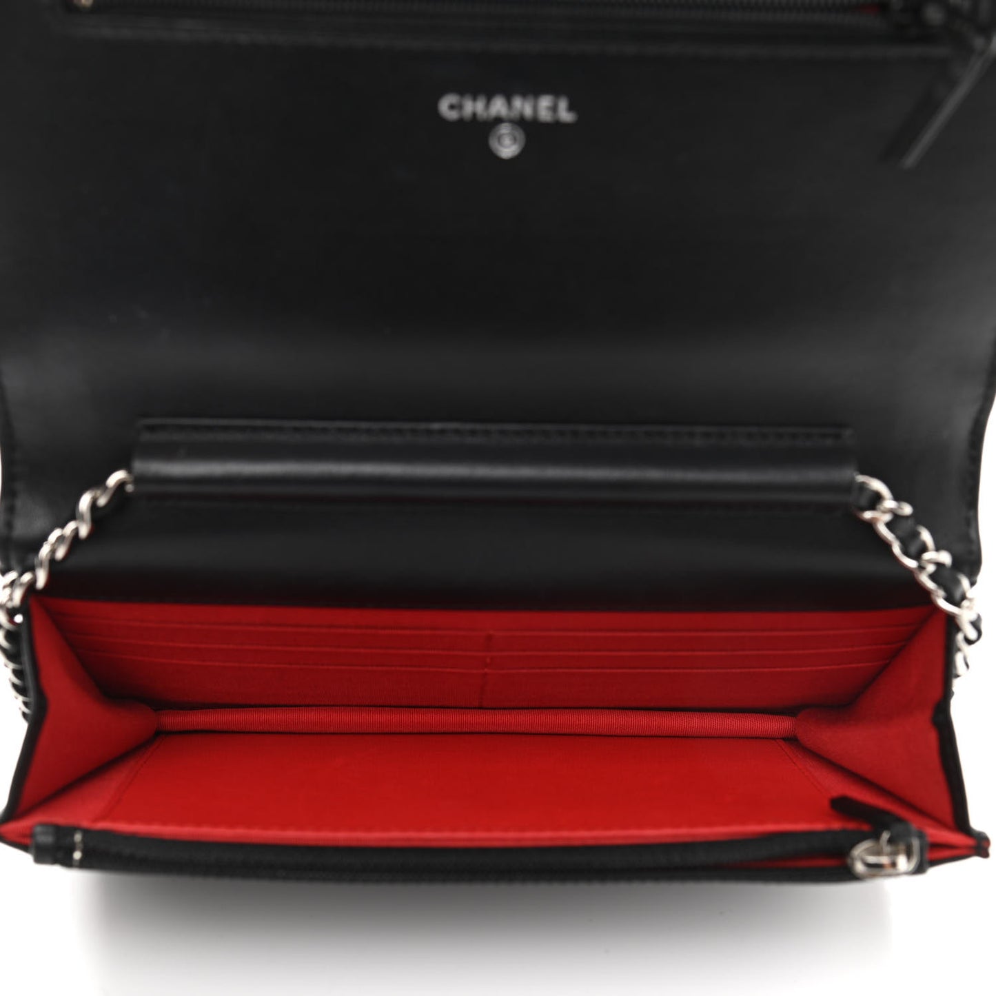 Lambskin Quilted Data Center Wallet On Chain WOC Black