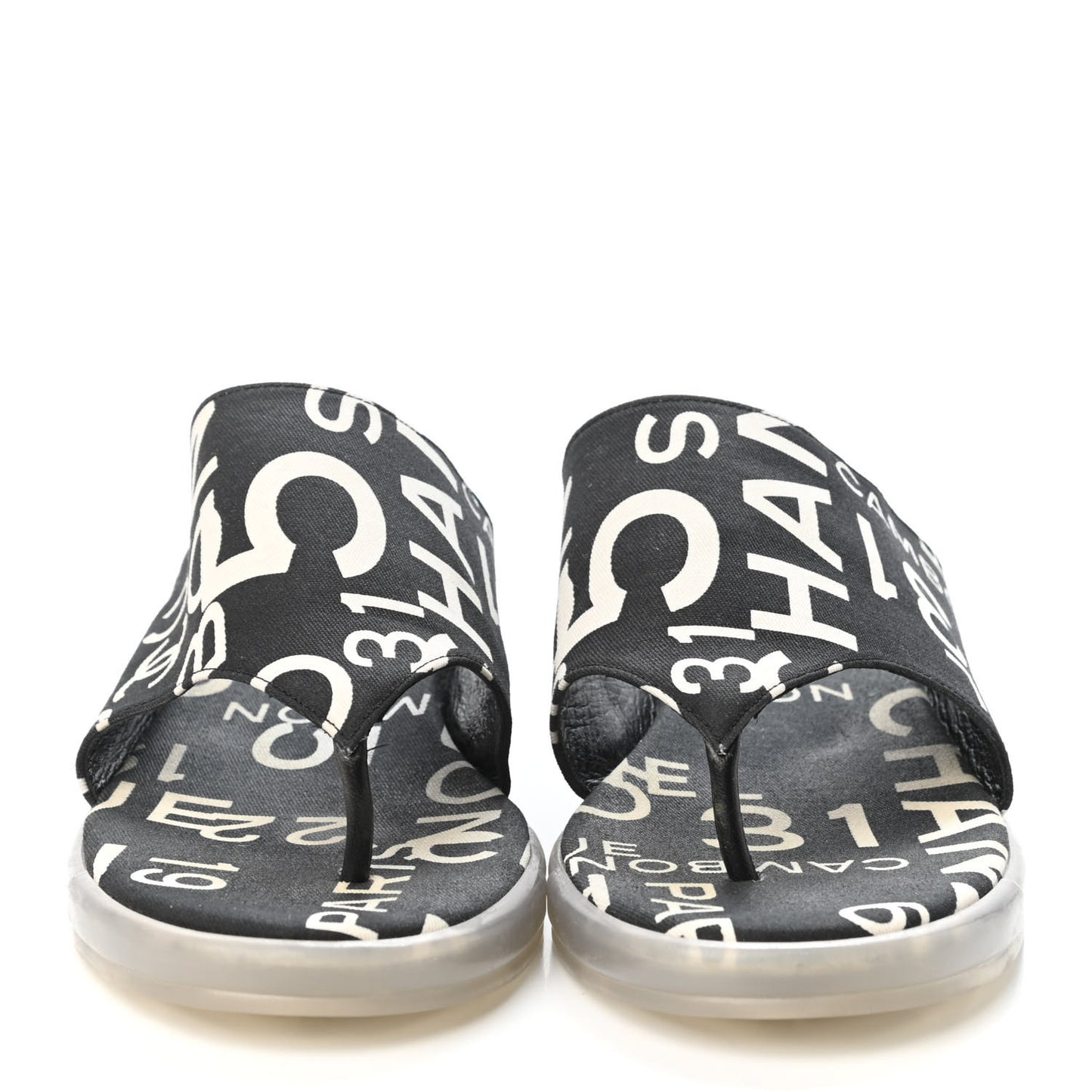 Fabric PVC Transparent CC Sandals 37 Black White