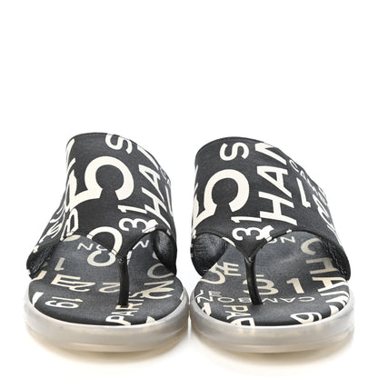 Chanel Fabric PVC Transparent CC Sandals 37 Black White 2 of 4