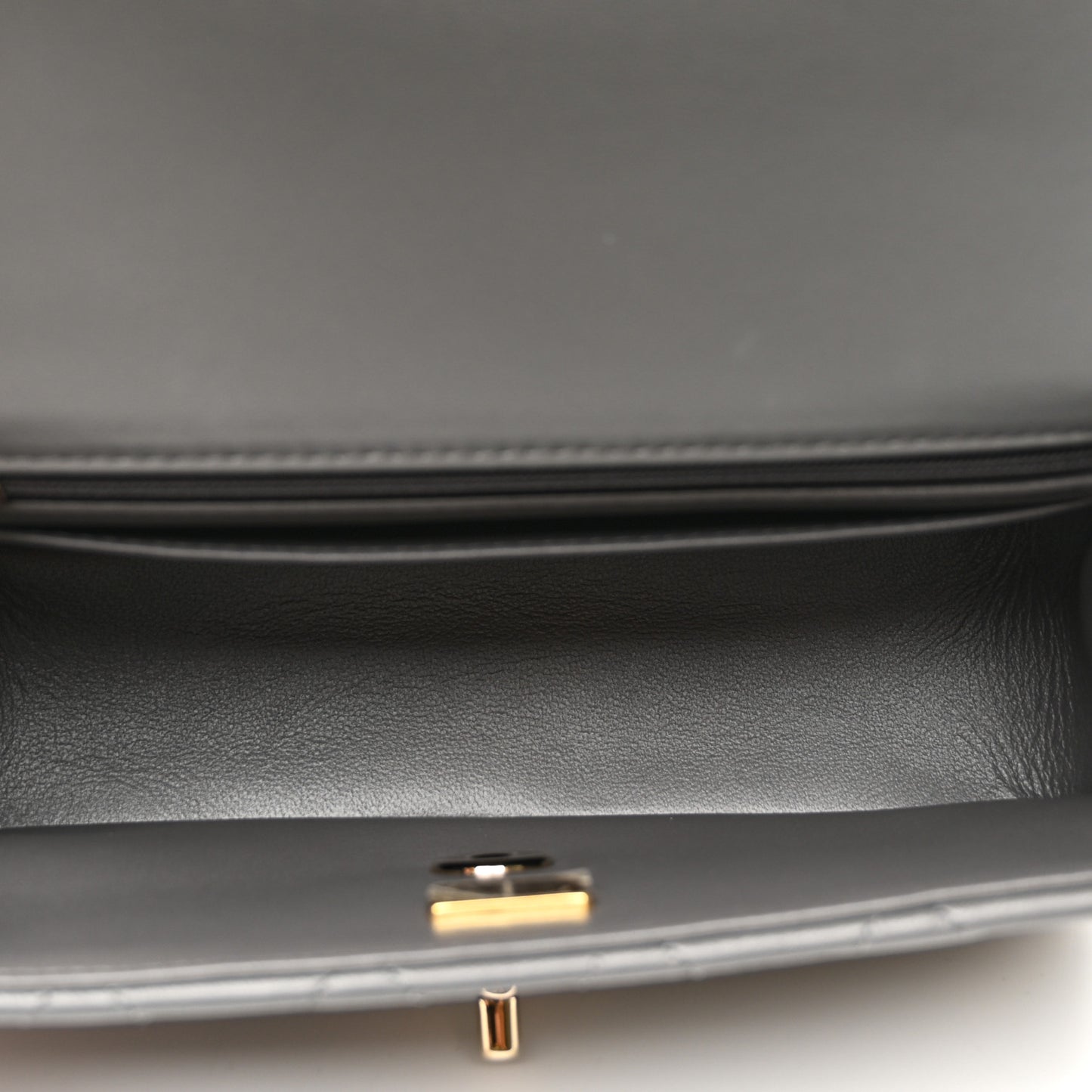 Lambskin Quilted Mini Top Handle Rectangular Flap Dark Grey
