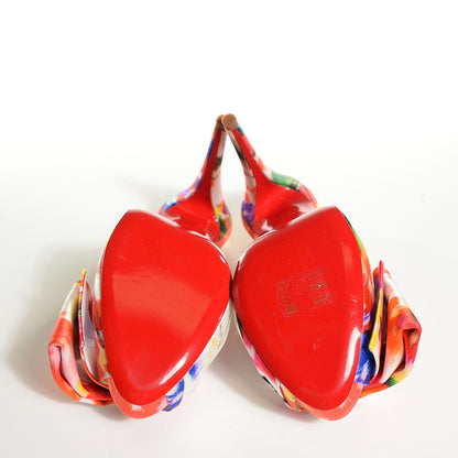Christian Louboutin Satin Bouquet Vendome Sling 120 Pumps 39.5 Multicolor 5 of 7