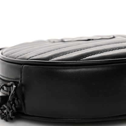 Saint Laurent Calfskin Matelasse Chevron Round Vinyle Camera Bag Black 8 of 9